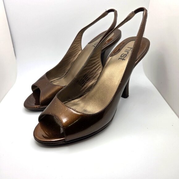 Brown Slingback PeepToe Heels - Picture 1 of 6